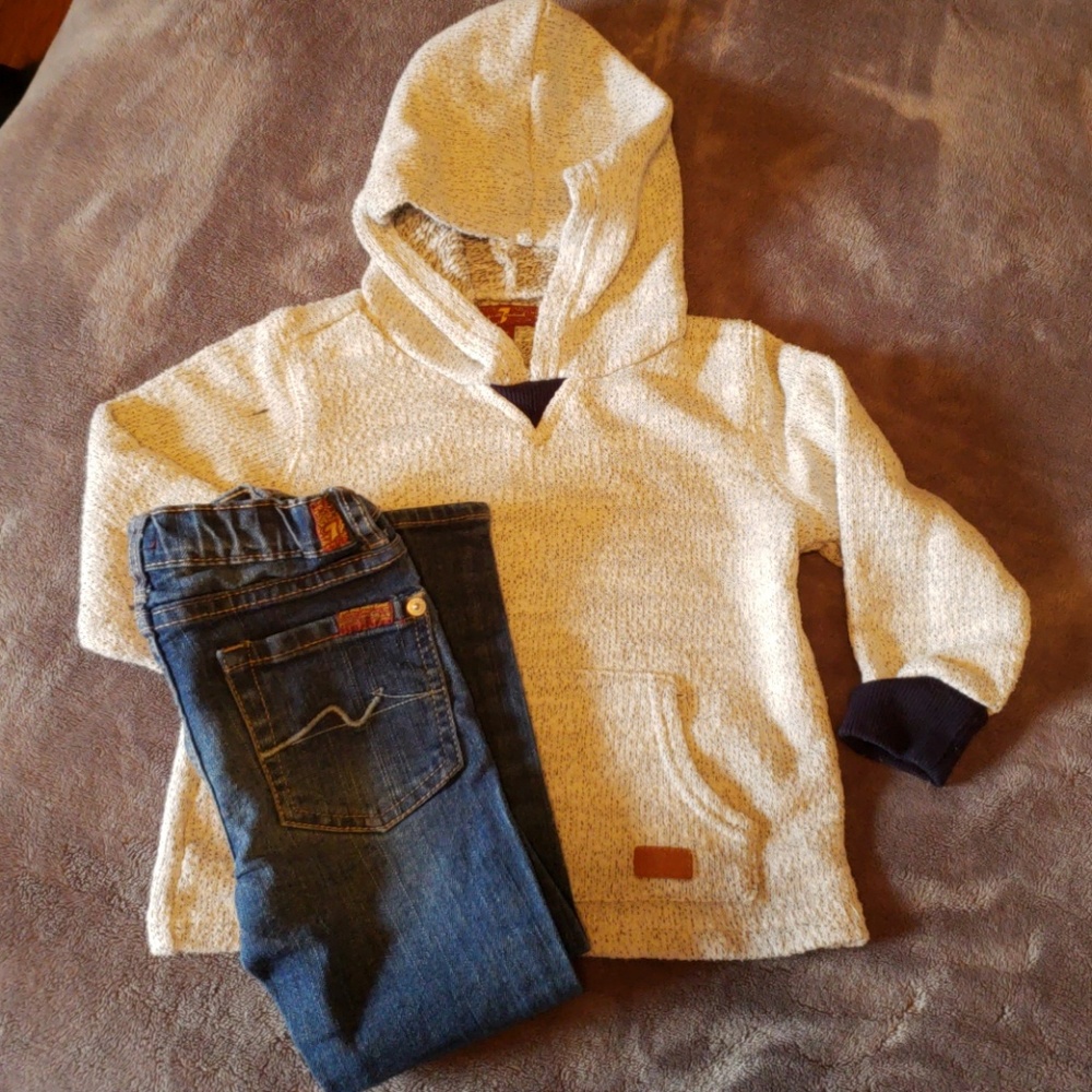 7 For all Mankind 3t Hoodie and Jean's Set